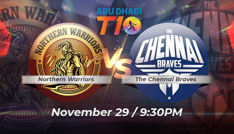 Abu Dhabi T10 2021-22 League Norther Warriors vs Chennai Braves Match 26 Preview and Prediction