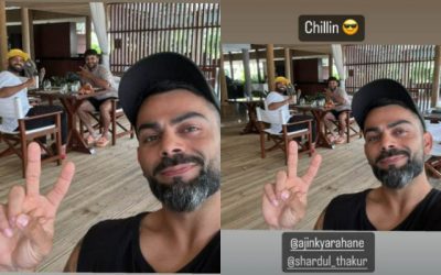 প্রথম টেস্ট জয়ের পর রাহানে ও শার্দূলের সঙ্গে ছুটির মেজাজে বিরাট কোহলি