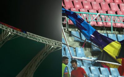 অস্ট্রেলিয়া বনাম শ্রীলঙ্কা ম্যাচের মাঝে ঝোরো হাওয়ায় ভেঙে পড়ল লখনউ স্টেডিয়ামের হোর্ডিং