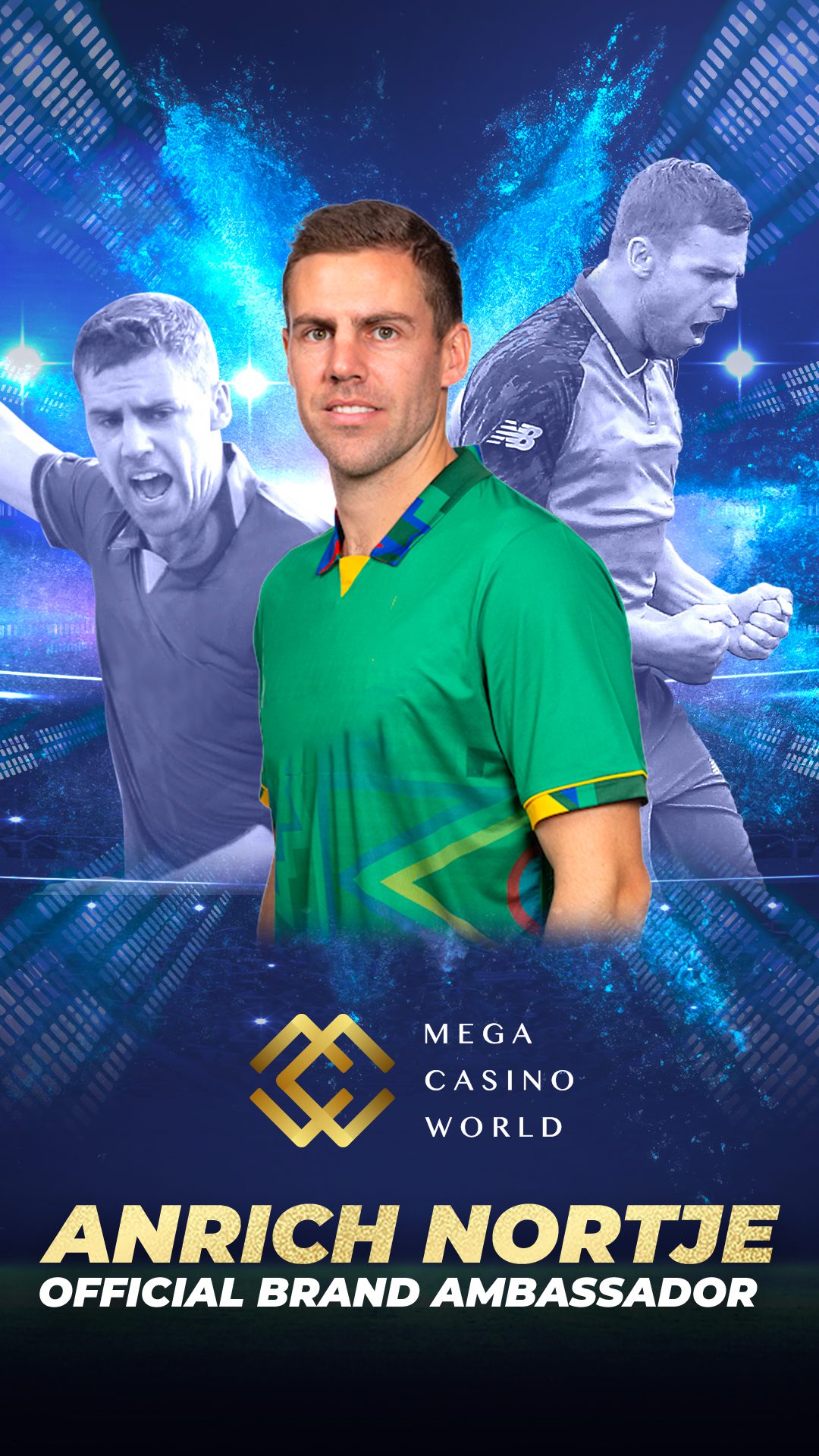 Mega Casino World announces Anrich Nortje as the newest Brand Ambassador