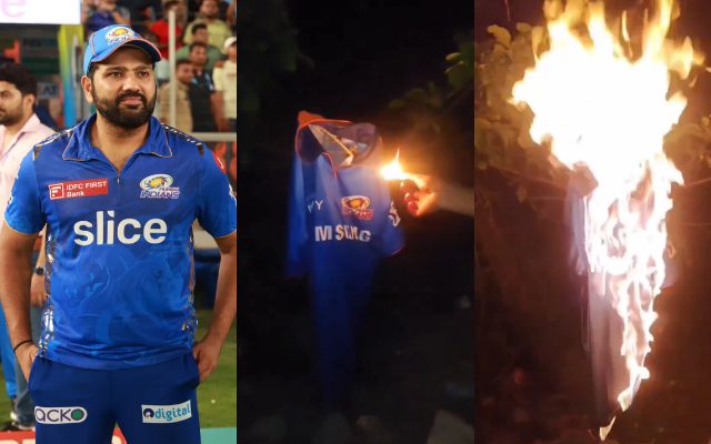 Fans burn Mumbai Indians jersey after Hardik Pandya replaces Rohit Sharma as captain
