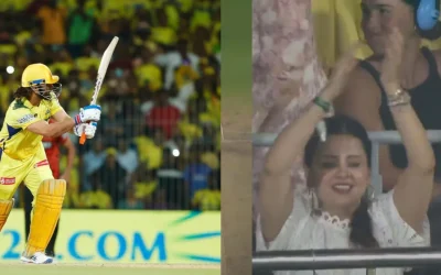 IPL 2024 [WATCH]: MS Dhoni’s first ball boundary against SRH exhilarates Sakshi Dhoni