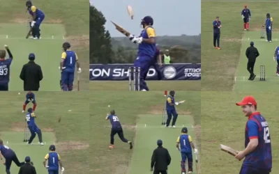 WATCH: Shahid Afridi Jr. breaks his bat and loses his wicket on the same ball during Weston Shield T10 2024