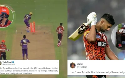 IPL 2024: Fans mercilessly roast Abdul Samad after Rahul Tripathi’s unfortunate run-out during KKR vs SRH Qualifier 1 clash