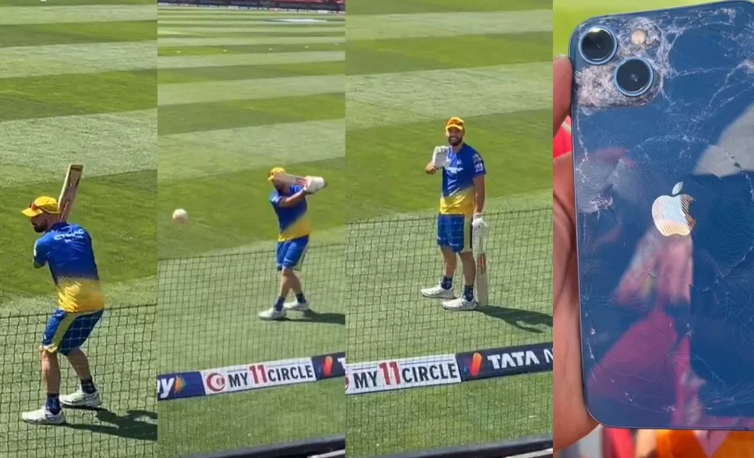 WATCH: Daryl Mitchell’s practice shot shatters a fan’s iPhone, CSK batter presents special gift in return | IPL 2024