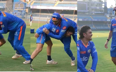 IPL 2024 [WATCH]: Ishan Kishan and Tim David engage in a funny wrestling battle ahead of MI vs LSG match