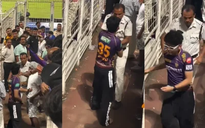 IPL 2024 [WATCH]: KKR fan gets caught by policeman after trying to hide the match ball in his pocket