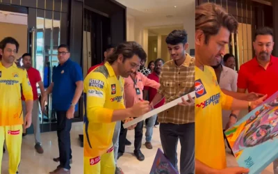 IPL 2024 [WATCH]: MS Dhoni signs a portrait crafted by fan ahead of GT vs CSK clash