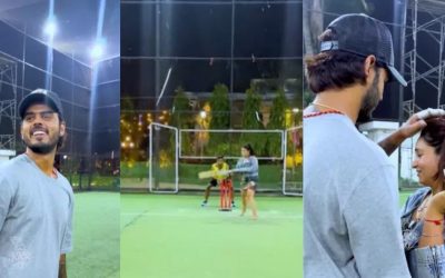 IPL 2024 [WATCH]: Saachi Marwah hits pull shot on Nitish Rana’s ball in a jovial face-off