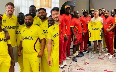 T20 World Cup 2024 [WATCH]: David Warner joins Mitchell Marsh in a heartwarming interaction with the Uganda cricket team