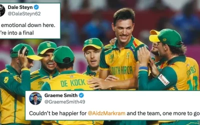 Dale Steyn, Graeme Smith and others react as South Africa reach their first-ever World Cup final