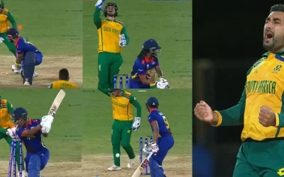 WATCH: Tabraiz Shamsi’s stunning four-wicket haul spell in South Africa’s victory over Nepal | T20 World Cup