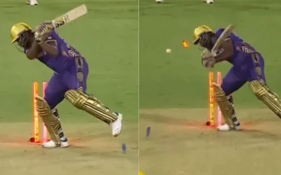 WATCH: Andre Russell smacks his own stumps in MCL 2024