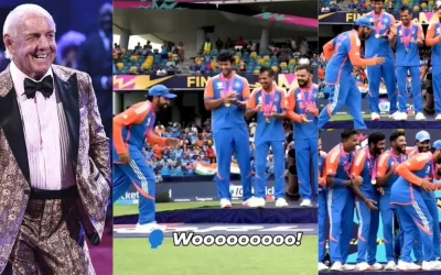 WWE legend Ric Flair reacts to Rohit Sharma’s iconic ‘slow walk’ while collecting the T20 World Cup trophy