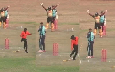 WATCH: Zimbabwe batter accidently hits the umpire amid animated celebration