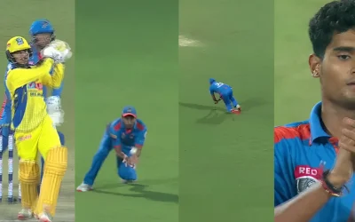 WATCH: Pranshu Vijayran takes a brilliant diving catch to dismiss Dhruv Kaushik in a rain-shortened thriller in DPL T20 2024