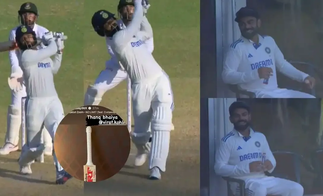 WATCH: Virat Kohli in splits after Akash Deep smacks two sixes with his bat on Day 4 of Kanpur Test | IND vs BAN