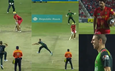 WATCH: Anrich Nortje takes a stunning caught and bowled to dismiss Tim David in the CPL 2024