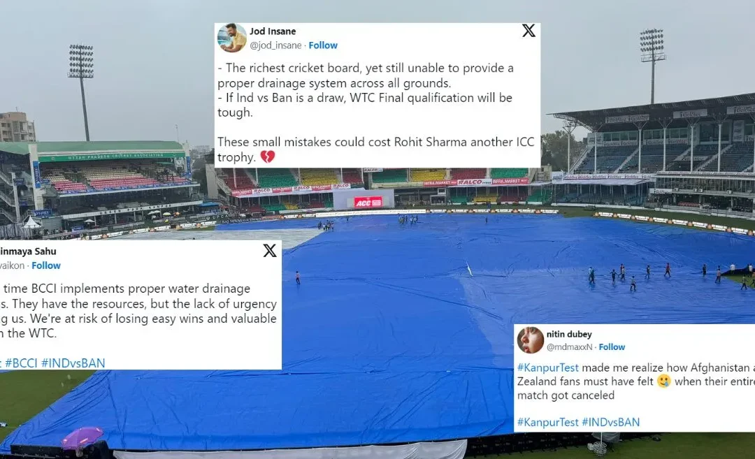 Fans react as Day 2 of the 2nd Test between India and Bangladesh called off due to rain