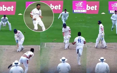 WATCH: Jaydev Unadkat dismantles Sam Northeast’s middle stump on Day 1 of SUS vs GLM 2024 County Championship match