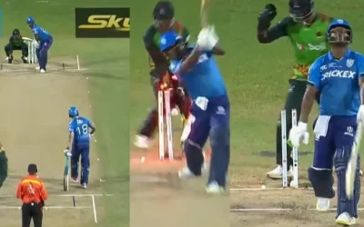 WATCH: Kyle Mayers sends Johnson Charles’ stump cartwheel in CPL 2024