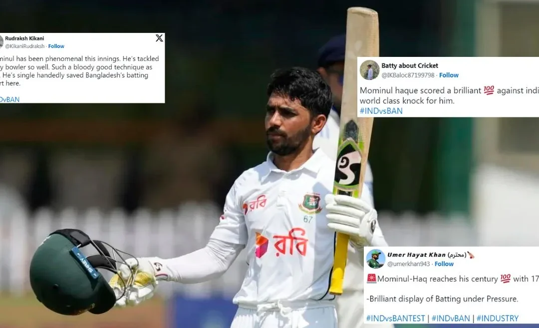 IND vs BAN 2024: Fans react as Mominul Haque slams a brilliant ton on Day 4 of the second Test