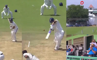 WATCH: Riyan Parag lobs a power-packed off-drive shot over long off for a scintillating six in Duleep Trophy 2024