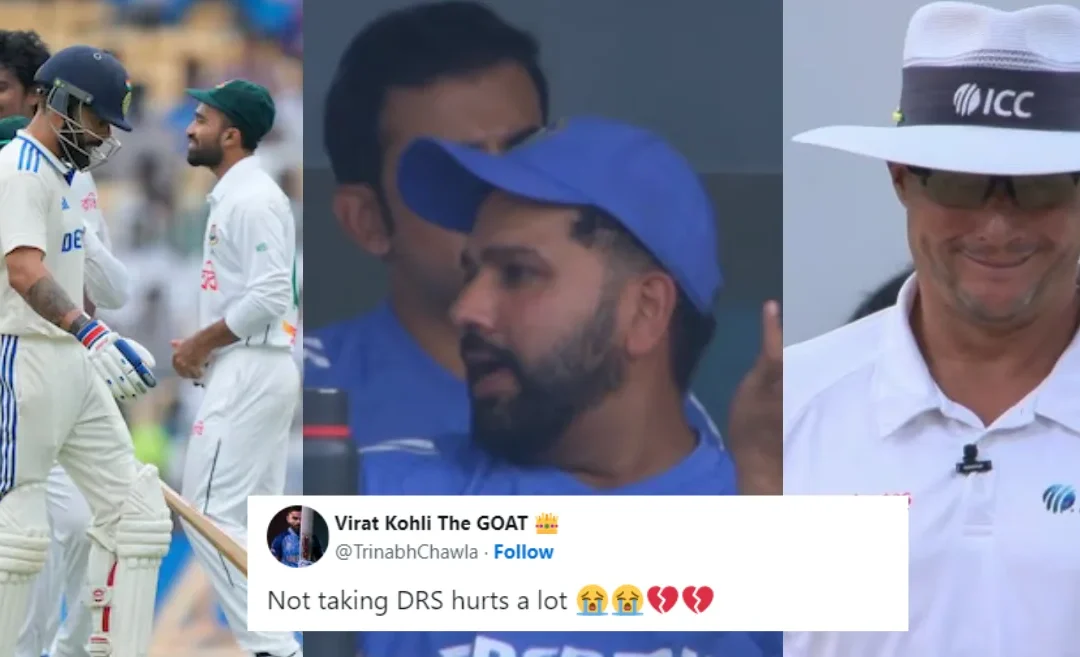 IND vs BAN: Fans react as Virat Kohli opts not to review umpire decision despite being not out on Day 2 of the 1st Test