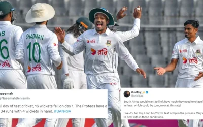 Twitter reactions: Taijul Islam’s 5-fer lifts Bangladesh after South Africa’s fierce bowling on Day 1 of first Test