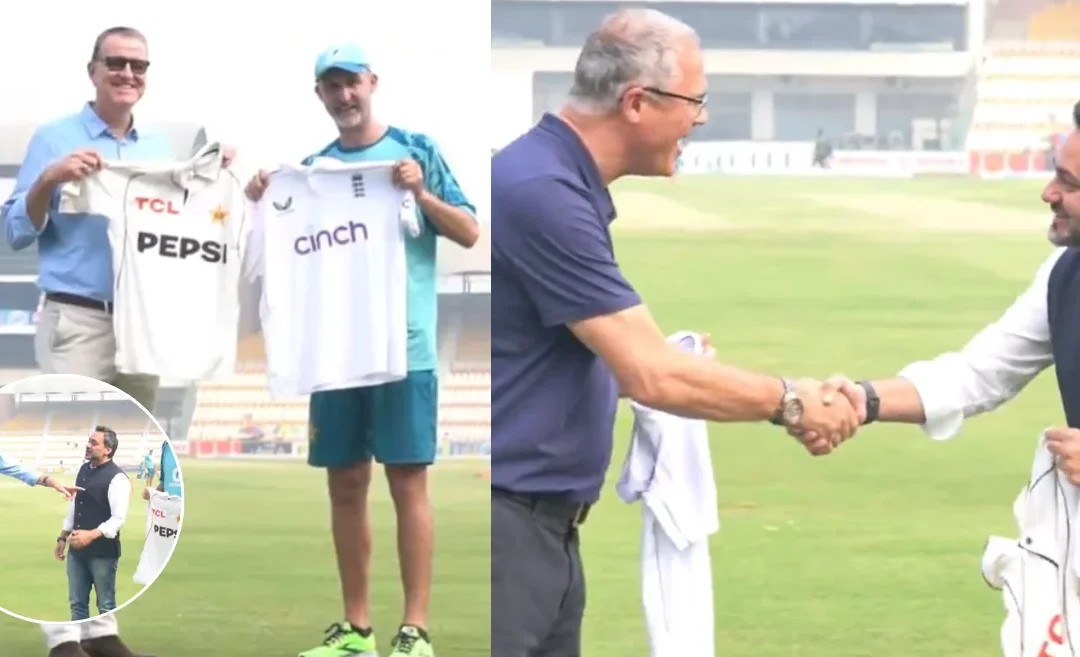 WATCH: PCB and ECB officials shows the ‘Spirit of Cricket’ by exchanging jerseys during the Multan Test