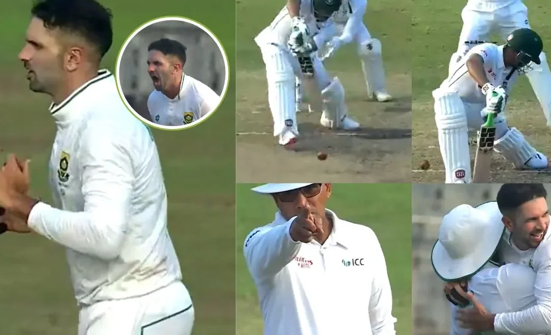 BAN vs SA [WATCH]: Keshav Maharaj webs spin around Najimul Hossain Shanto on Day 2 of the first Test