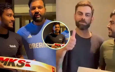 WATCH: Virat Kohli thanks Mehidy Hasan Miraz in Bengali for the gifted bat, Rohit Sharma follows up with a special message