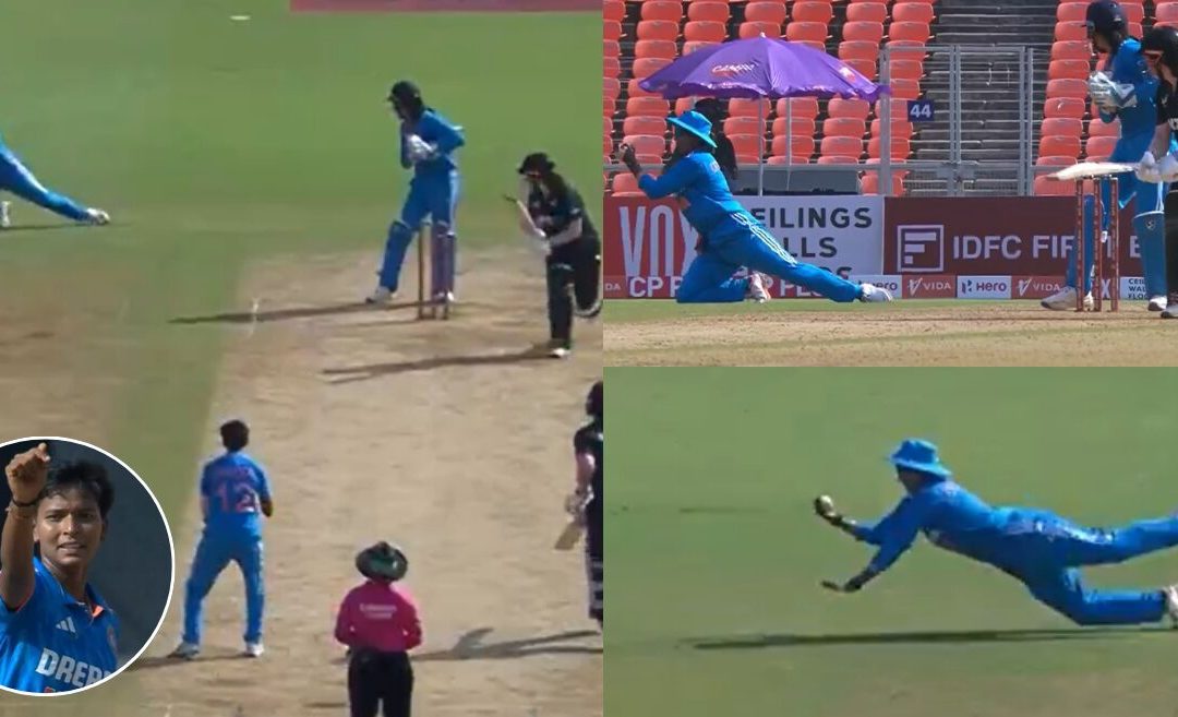 INDW vs NZW [WATCH]: Deepti Sharma pulls off a stunning catch in the slips to dismiss Georgia Plimmer