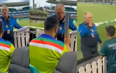 WATCH: A Pakistan fan asked to leave Hobart stadium for displaying Imran Khan poster