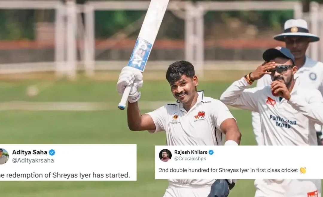 Fans in awe as Shreyas Iyer smashes a stellar double century for Mumbai in Ranji Trophy 2024-25