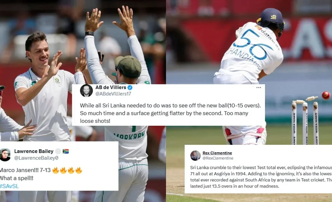 SA vs SL 2024: Fans in shock as Marco Jansen demolishes Sri Lanka for their lowest-ever Test total on Day 2 of Durban Test