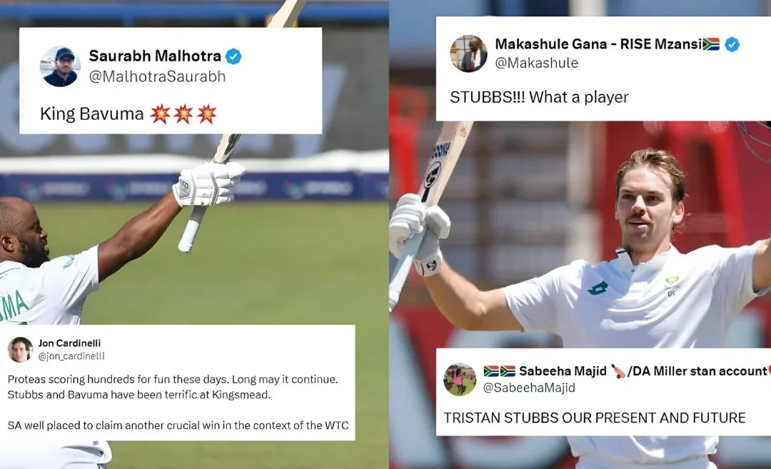 Twitter reactions: Temba Bavuma, Tristan Stubbs light up Kingsmead with sensational centuries in first SA vs SL Test