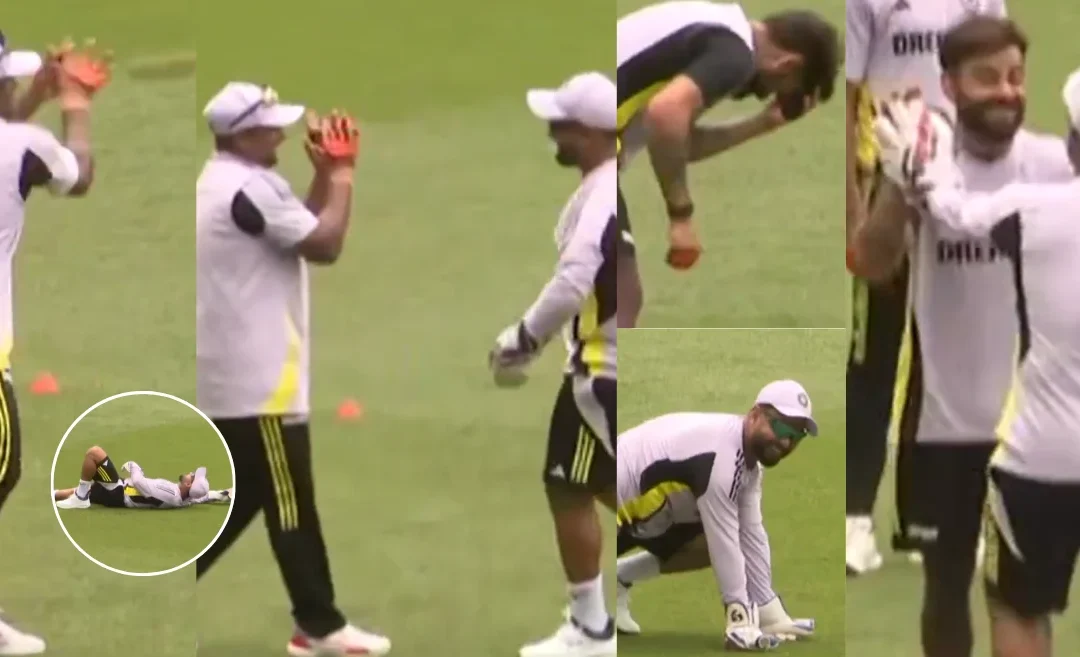 WATCH: Virat Kohli and Rishabh Pant share a laughter as Sarfaraz Khan takes an awkward catch during the fielding session in Perth