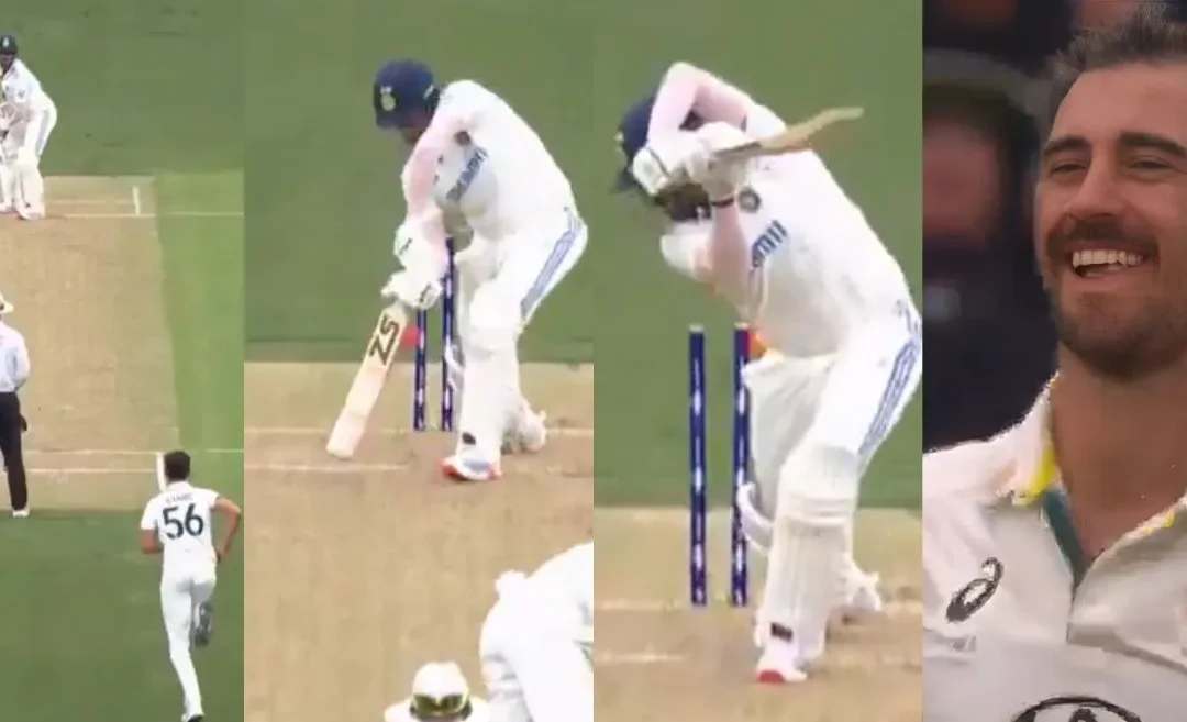 AUS vs IND [WATCH]: Mitchell Starc’s bowls a thunderbolt yorker to dismiss Harshit Rana on Day 1 of the Adelaide Test