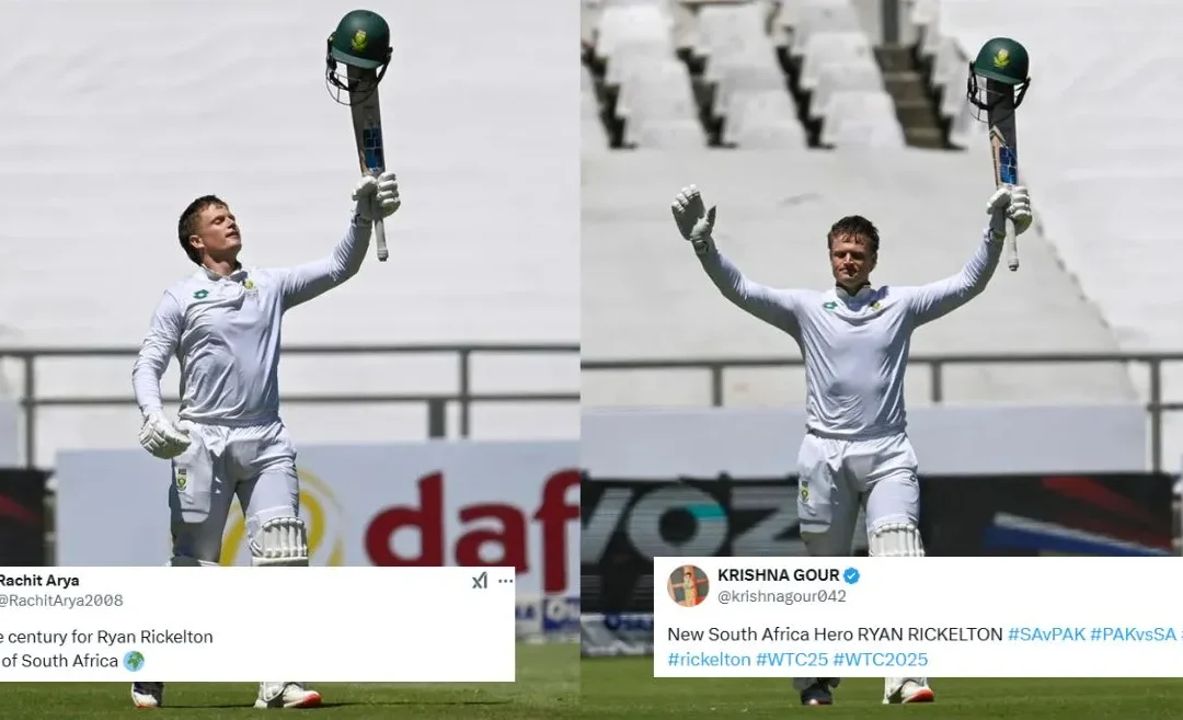 Fans go wild as Ryan Rickelton smashes a stunning double ton against Pakistan on Day 2 of the Cape Town Test