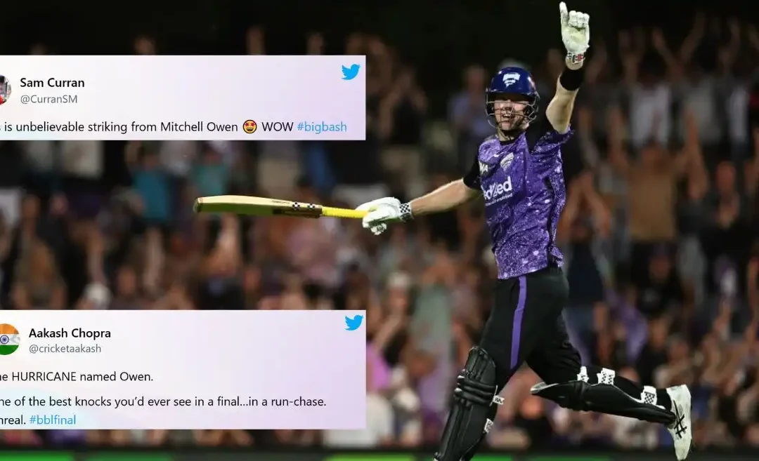 Fans erupt as Mitchell Owen’s blazing ton powers Hobart Hurricanes to title win in BBL|14 final against Sydney Thunder