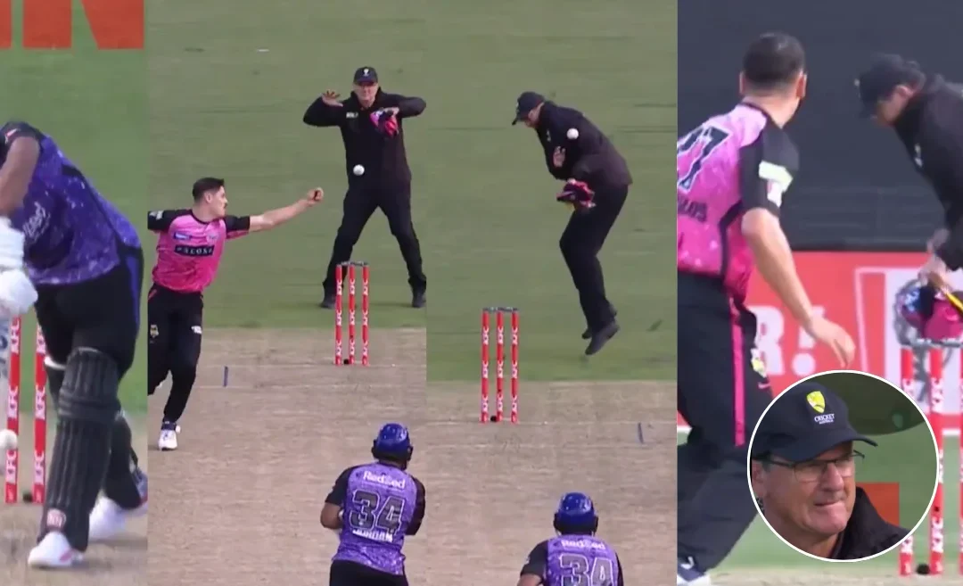 WATCH: Chris Jordan’s straight drive accidentally hits the umpire | BBL 2024-25