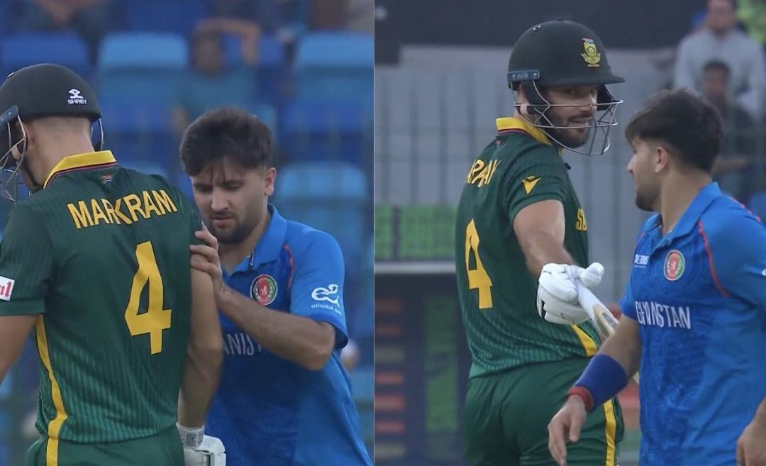 AFG vs SA [WATCH]: Frustrated Fazalhaq Farooqi pushes Aiden Markram in Champions Trophy 2025