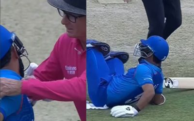 अफगानिस्तान बनाम इंग्लैंड मैच में अंपायर से Hashmatullah Shahidi की हुई जबरदस्त टक्कर, देखें वीडियो 