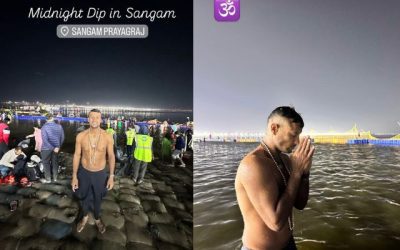 बल्लेबाज Mayank Agarwal ने लगाई आस्था की डुबकी, साथ ही किया फिटनेस का दिखावा भी