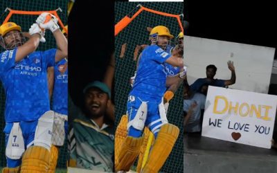 धोनी का बल्लेबाजी अभ्यास देख क्रेजी हुए फैन्स, माही फिर से गेंद के धागे खोल रहे हैं