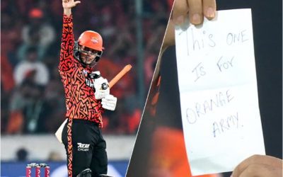 VIDEO: शतक लगाने के बाद अभिषेक शर्मा ने किया पर्चा दिखाऊ सेलिब्रेशन, जेब में लिख कर लाए थे खास Note